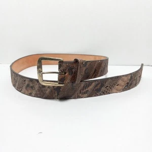 Vintage Python Leather Belt size 36 Waist, Dundee Made Texas USA Brown Cowboy VG - Picture 1 of 13