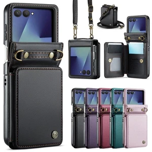 Hülle Karte Brieftasche Handyhülle mit langem Riemen Für Samsung Galaxy Z Flip 7 - Bild 1 von 21