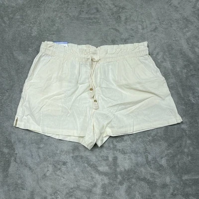 Pantalones cortos para mujer Hang Ten mezcla de lino con cordón L grande a1534 Foto 1 de 4
