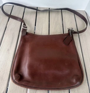 COACH Vintage  #9146 Saddle Hippie Slim Leather Crossbody Bag, USA- Mahogany - Picture 1 of 5