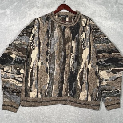 Suéter Colección Protege Para Hombre 2XL XXL Marrón Tejido 3D Estilo Coogi Abstracto Foto 1 de 4