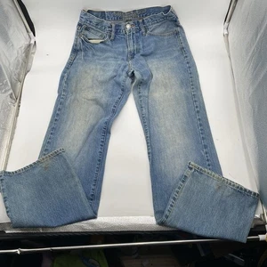 American Eagle Jeans Mens 30x34 Blue Bootcut Mid Rise Worn Distressed SEE PICS - Picture 1 of 12