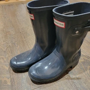 Hunter Boots Women's Original Ankle Platform Heel Rain Gray Size 37 Buckle - Picture 1 of 12