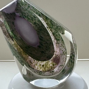 Studiokunst Glas Skulptur "Joanne" 1986 Marmorsockel Briefbeschwerer signiert - Bild 1 von 12