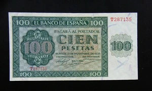 39 - SPAIN BANKNOTE 100 PESETAS 1936 "BURGOS" XF+ - Bild 1 von 2