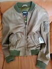 Schott Nyc  Rare Ma-1 Leather Lambskins Jacket Taupe/ Newtags Sample Size Small