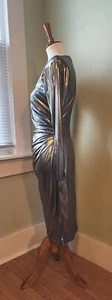 Vintage 90s Party Dress - Midnight Glo - Silver Lame /Metallic Faux - Picture 1 of 7