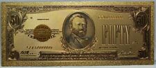 1928 $50 US Gold Certificate Novelty 24K Gold Foil Plated Note Bill 6" - GFN27