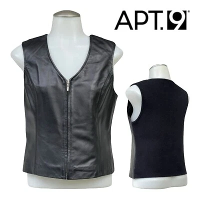 Винтажный 90-х APT 9 женщин S мягкий из овечьей кожи кожаный жилет вязаный назад езды мотоциклиста - Изображение 1 из 4