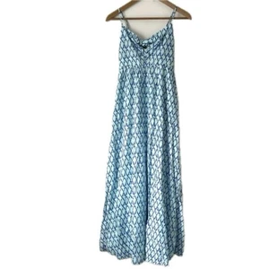Vineyard Vines Maxikleid mit Gitterdruck vorne zum Binden kristallblau Damengröße 00 - Bild 1 von 9