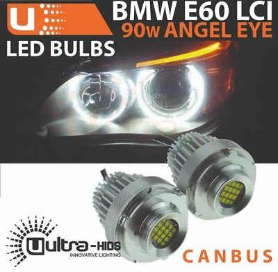 BMW 5 Series E60 LCI Angel Eyes LED Light 90w CanBus Bulbs Flat Design /A29 - Image 1 of 4