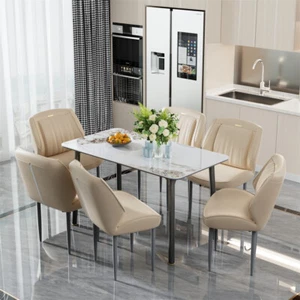 Set of 2 Modern Dining Chairs PU Leather Kitchen Chairs with Large Wide Backrest - Picture 1 of 18