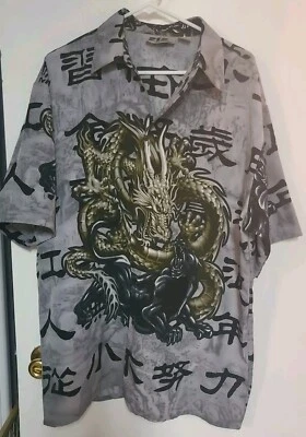 Camisa manga corta dragón abotonada 212 NPC EE. UU. grande vintage para hombre  Foto 1 de 4