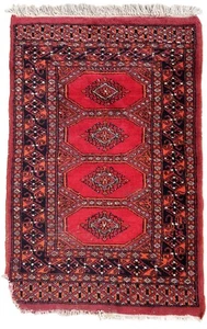Alfombra anejo Uzbeko Bukhara hecho a mano 62cm x 95cm 1970s - 1C865 - Picture 1 of 11