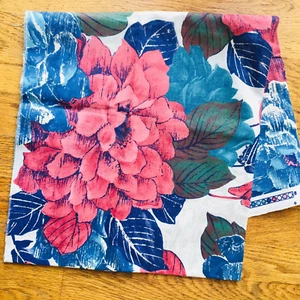 Richloom Blue Pink Dahlia Floral Screen Print Design Fabric 1.5 YD 1992 - Picture 1 of 5