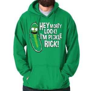 Funny Hey Look I'm Pickle Rick Cartoon Joke Hoodie Hooded Sweatshirt Men Women - Picture 1 of 8