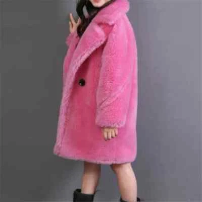 Autumn Winter Children Faux Sheep Shearing Coat Kids Girl Thick Teen Fur Warm - Image 1 of 4