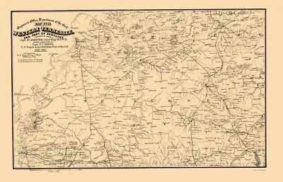 Historic State Map - Tennessee West Kentucky - Von Reizenstein 1865 - 23 x 35 - Image 1 of 4