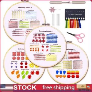 Adults Classic Embroidery Stitches Practice Kit for Beginners w/ Stamped Pattern - Picture 1 of 6