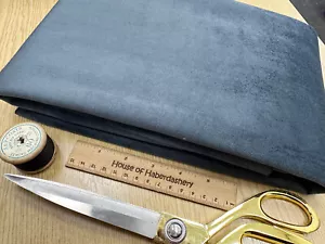 UPHOLSTERY FABRIC REMNANT - Super Velvet Platinum Dark Grey Fabric - 1.7m Length - Picture 1 of 3