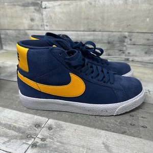 New Mens 5 wmn 6.5 Nike Sb Zoom Blazer Michigan Black Blue Shoes Mid 864349 402 - Picture 1 of 10