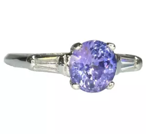 GIA Certified Unheated Natural Purple Sapphire Baguette Diamond Platinum Ring - Picture 1 of 18