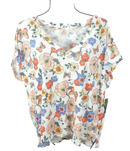 Lucky Brand Women's Shirt XL Summer Floral Multicolor V-Neck Blouse Top NWT - Picture 1 of 7