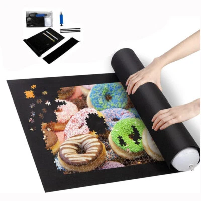 Jigsaw Puzzle Mat Roll Up - 1500 1000 Pieces Saver Black Non-Slip Felt Pad Saver - Image 1 of 4