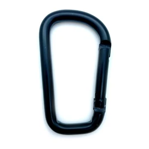 12 pack of 3" Heavy Duty Carabiner Spring Belt Clip Key Chain D Shape Black - Picture 1 of 9
