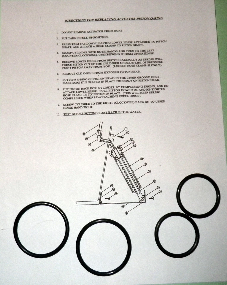 Bennett Trim Tab Actuator O ring Sealing Kit w/ Instructions for 2 Actuator %% - Image 1 of 1
