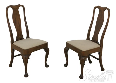 59227EC: Pair KITTINGER CW-142 Colonial Williamsburg Mahogany Side Chairs Cover