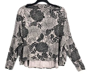 Vintage Womens Top Blouse Floral Hi-Lo Hem Gray Large L - Picture 1 of 4