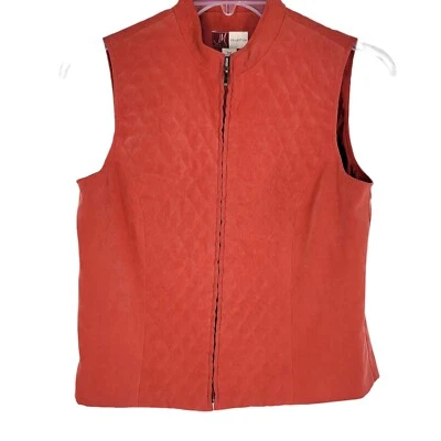 Chaleco acolchado con cremallera sin mangas naranja rosado JM Collection mezcla de poliéster 10P Foto 1 de 3