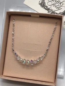 Kirks Folly Aurora Borealis Glass Chain Necklace Silver Tone 18" Adjustable - Picture 1 of 5