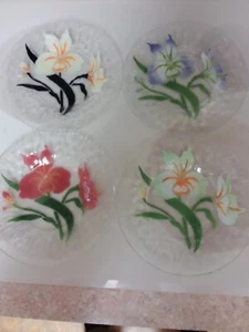 Set of 4 SYDENSTRICKER ORCHIDS 8 3/4" Salad Plates, Fused Art Glass - Picture 1 of 10