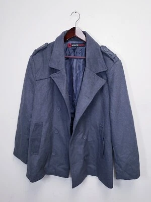 Men's Alpine Swiss Button Up Wool Blend Double Breasted Peacoat Jacket (XL) Gray - Image 1 of 3