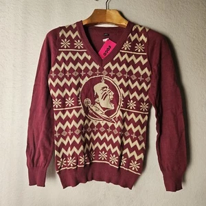 FOCO Florida State University Seminoles Women Medium V-Neck Ugly Holiday Sweater - Picture 1 of 5