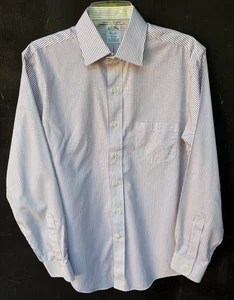 Brooks Brothers Dress Shirt Mens 15- 34 Regent Fit Purple Stripes Supima Cotton - Picture 1 of 9