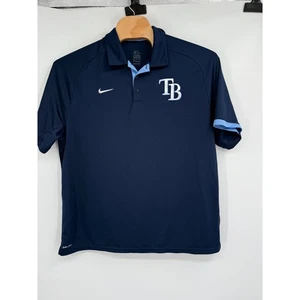 Nike Dri-Fit MLB Authentic Tampa Bay Rays Blue Short Sleeve Polo Shirt Size 2XL - Picture 1 of 7