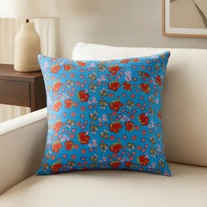 Blumen Kissenbezug Rosen Türkis 40x40 cm Baumwolle Deko Kissenhülle Kissen Sofa - Bild 1 von 5