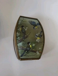 Vtg Sparrow Bird Trinket Box Stained Glass With Mirror Bottom Jewelry Box *READ* - Picture 1 of 8