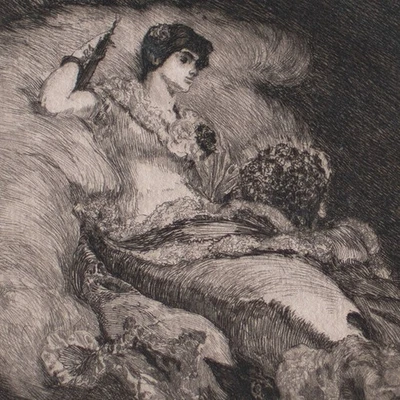 Max Klinger Balldame Balldame Ball-Erinnerung Symbolismus Orig Radierung 1884 - Bild 1 von 4