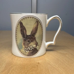 Taza de café victoriana comercio ojos brillantes cola tupida conejito conejo taza de té LN EX - Imagen 1 de 6