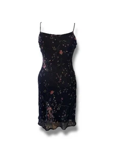 Vintage 90s Sike Floral Slip Dress Whimsigoth Fairy Grunge Evening Y2K Size S - Picture 1 of 20