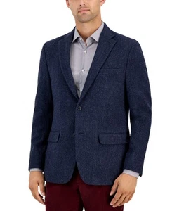 Tommy Hilfiger Mens Modern fit Sport Coat Blazer 40 R Dark Blue Herringbone - Picture 1 of 1