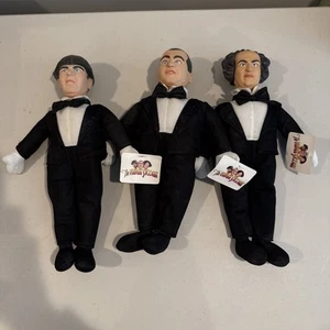 NWT Lot of 3 Three Stooges Larry, Curly,Moe Plush Dolls VTG Play by Play 10" Tux - Picture 1 of 9