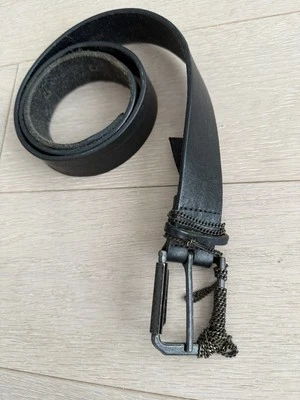 DIESEL BLACK GOLD Voll-Ledergürtel mit Ketten-Design, 90cm - Bild 1 von 4