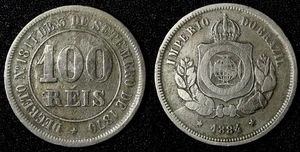 Brasilien Pedro II 1884 100 Reis Rio de Janeiro KM# 477 (28 358) - Bild 1 von 3