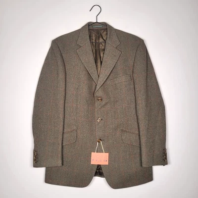 Chaqueta Hackett Tweed 40 R Oliva Cuadros Ventana Deportiva Lana Hecha en Gran Bretaña Foto 1 de 4