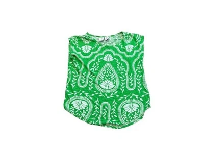 Женская рубашка Joie среднего размера с зеленым цветочным узором без рукавов майка льняная - Изображение 1 из 4